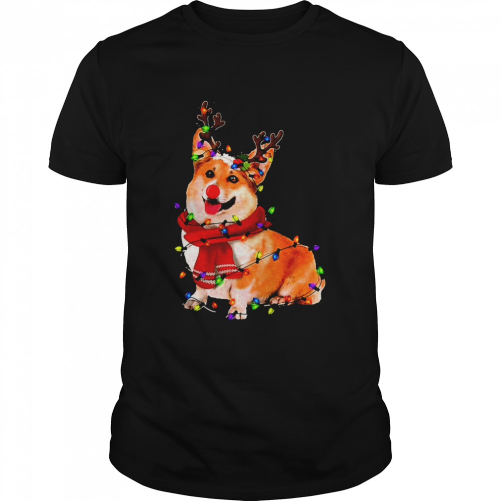 Silly Reindeer Corgi Christmas Graphic Xmas shirt