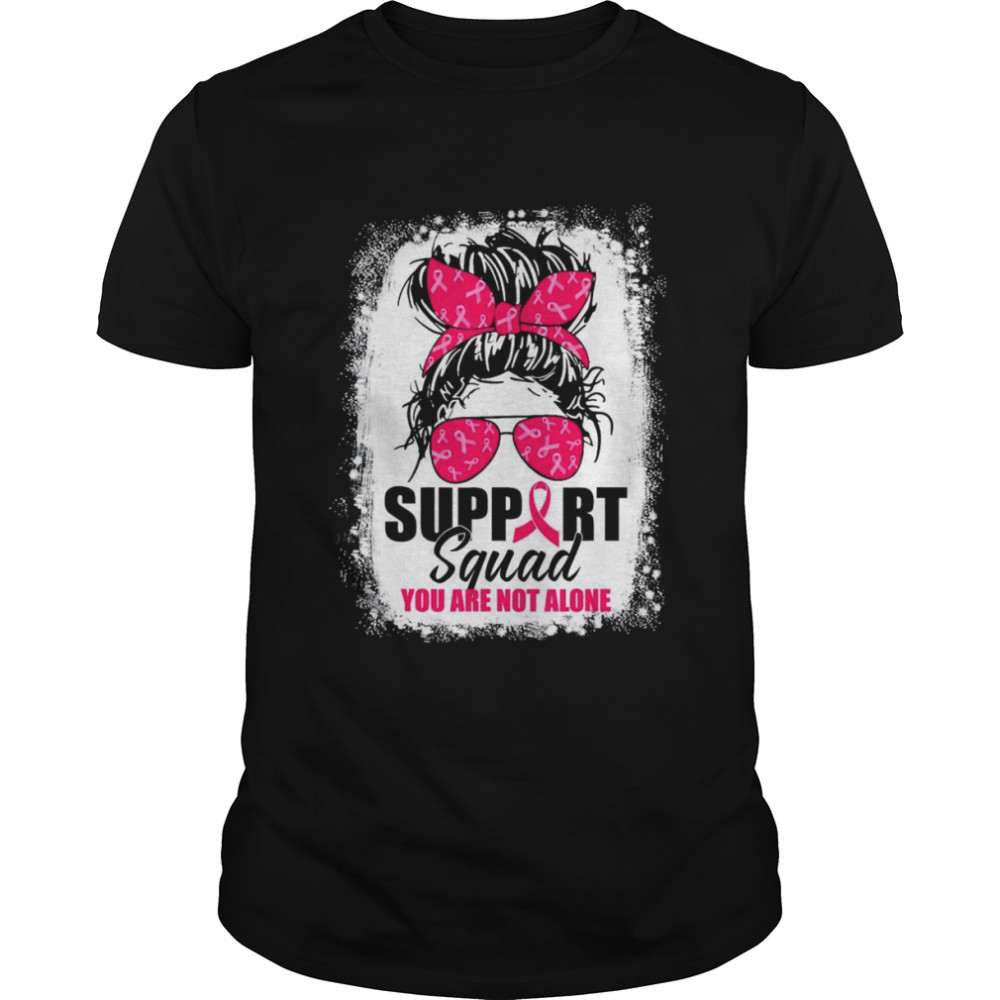 Support Squad Messy Bun Warrior Breast Cancer Awareness shirt