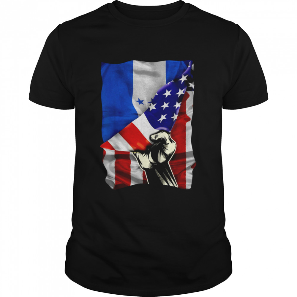 Half American Flag Honduran ROOTS USA Flag Honduras DNA T-Shirt