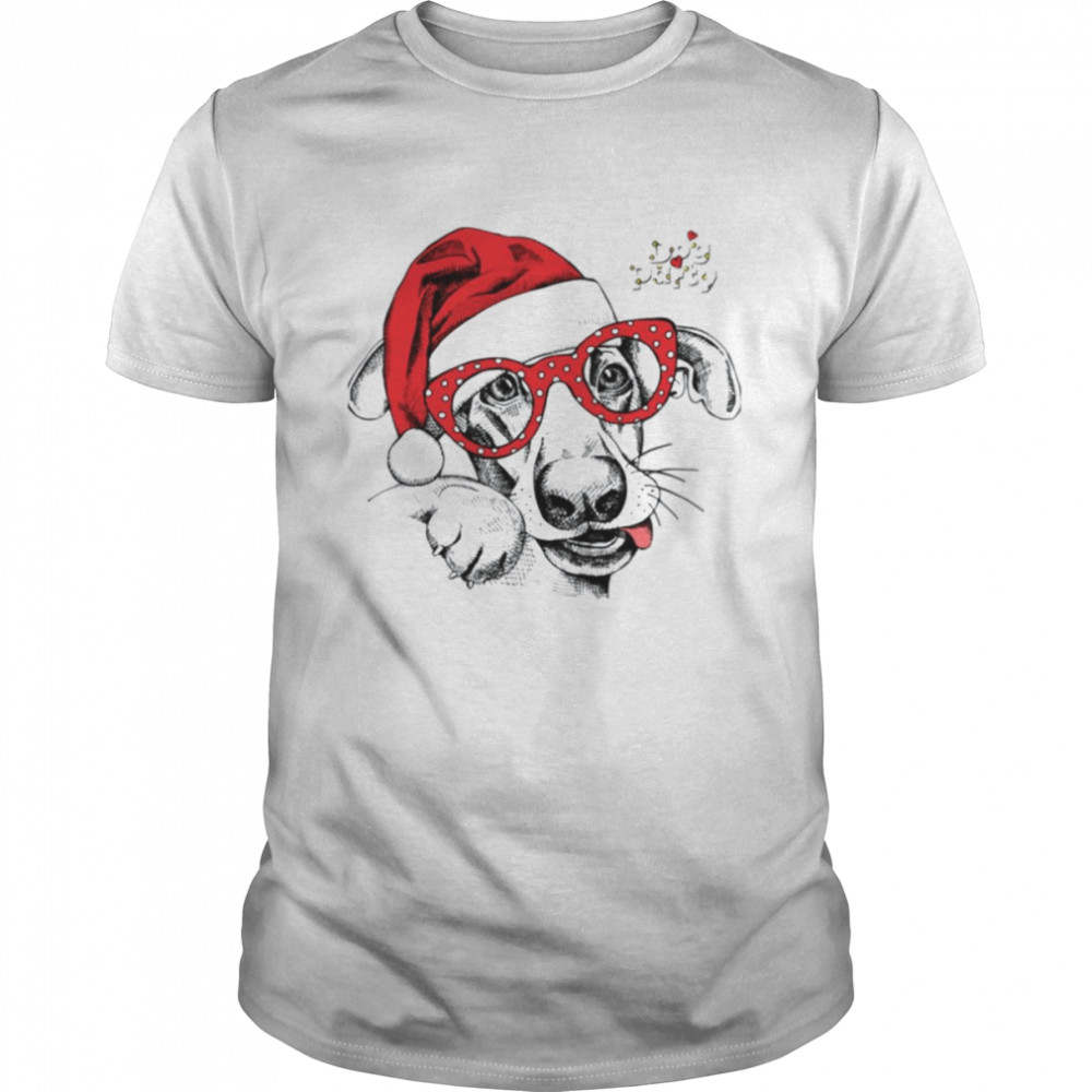 Dog Wearing Glasses And Santa Hat shirt