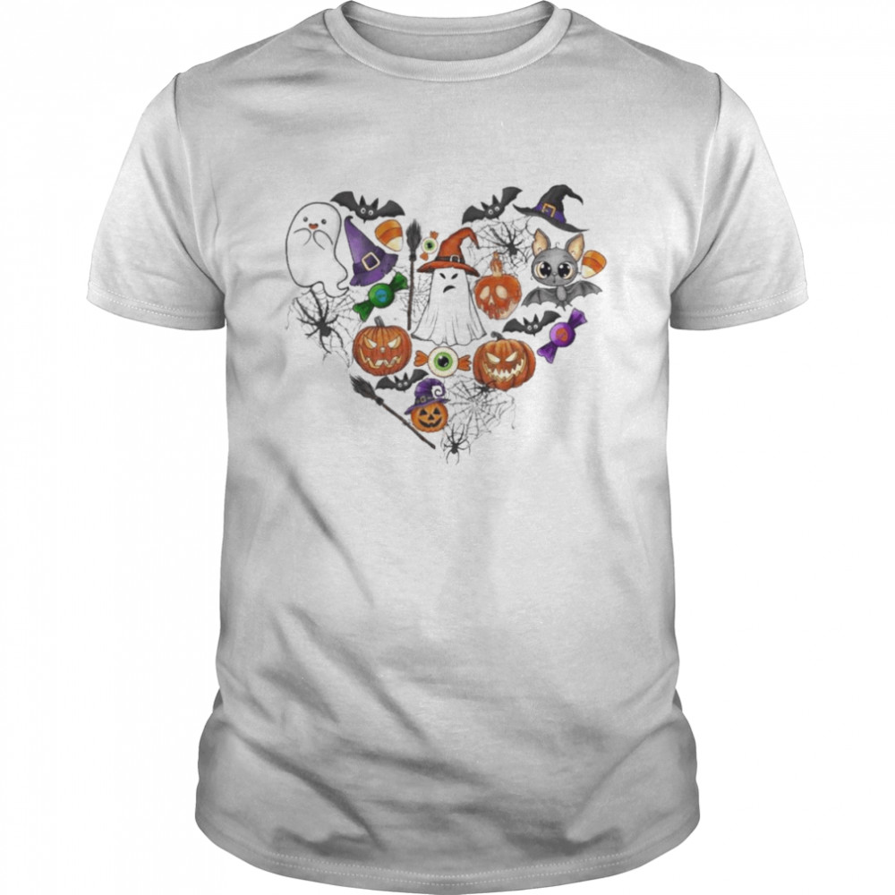 Ghost Pumpkin Witch Halloween Heart shirt