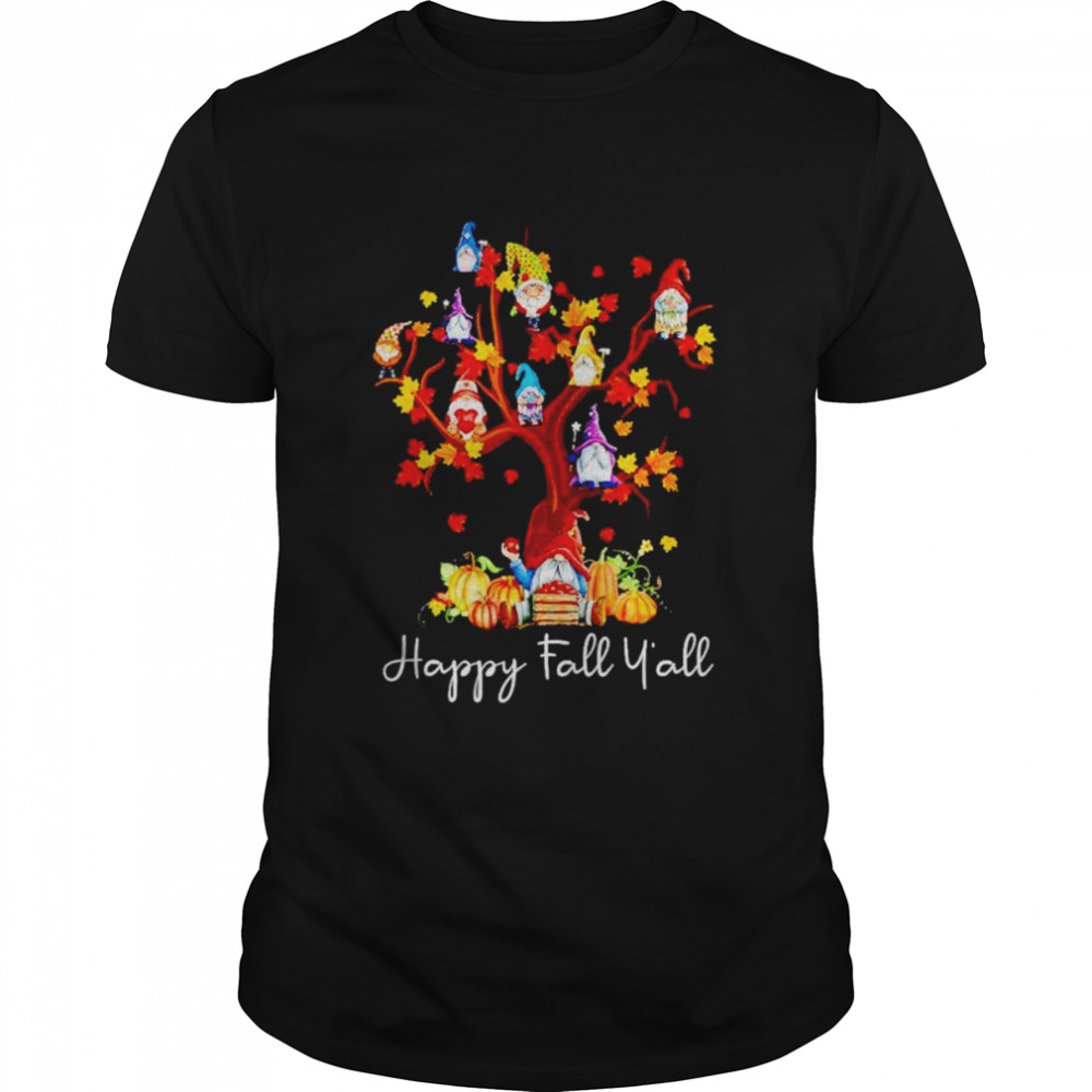 Happy fall y’all shirt gnome leopard pumpkin autumn gnomes shirt