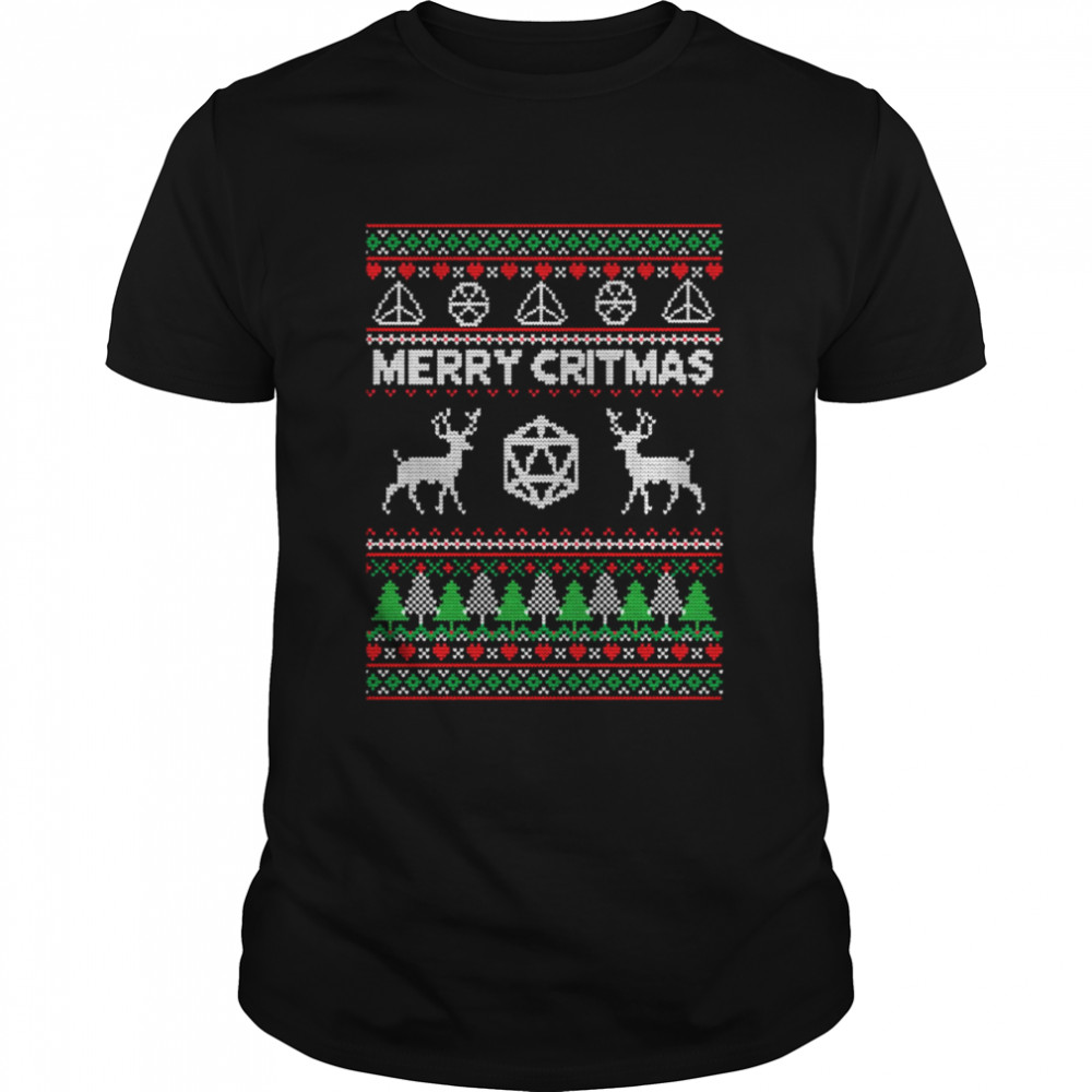 Merry Critmas Dnd Ugly Knitted Pattern Christmas shirt