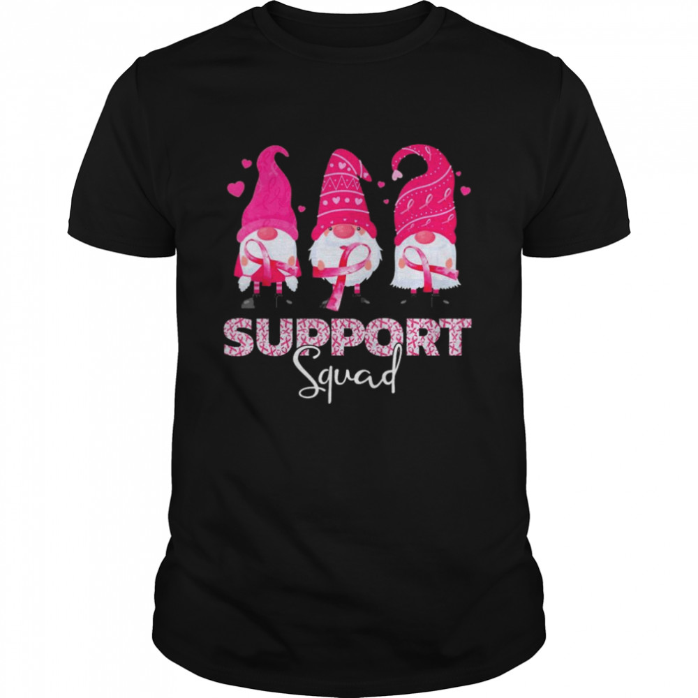 Pink Gnomies Support Squad Breast Cancer Awareness T-Shirt