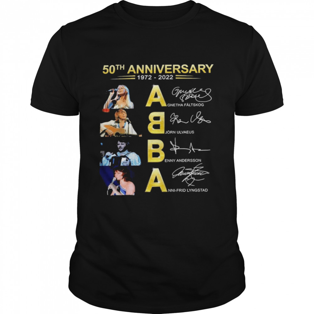 50th anniversary 1972-2022 ABBA Agnetha Faltskog Bjorn Ulvaeus signatures shirt