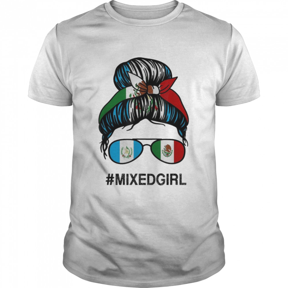 Guatemala Mexico Flag Guatemalan Mexican Messy Bun T-Shirt