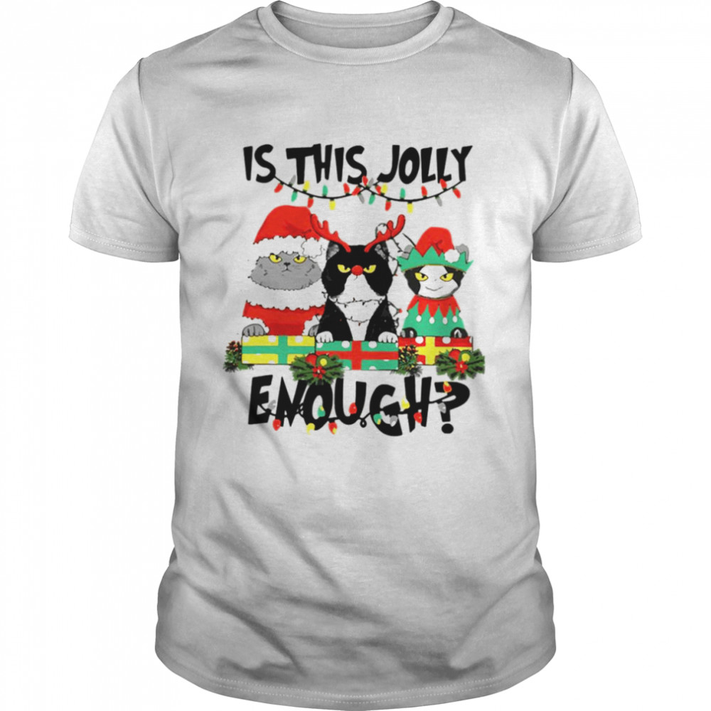 Is This Jolly Enough Cats Merry Christmas Tree Lights shirt