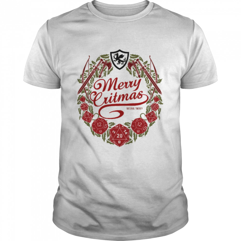 Merry Critmas Colour Dice D20 Dungeons Dragons shirt