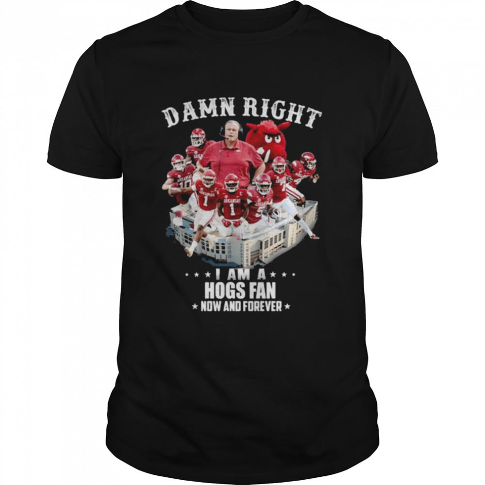 Arkansas Razorbacks football Damn right I am a Hogs fan now and forever shirt