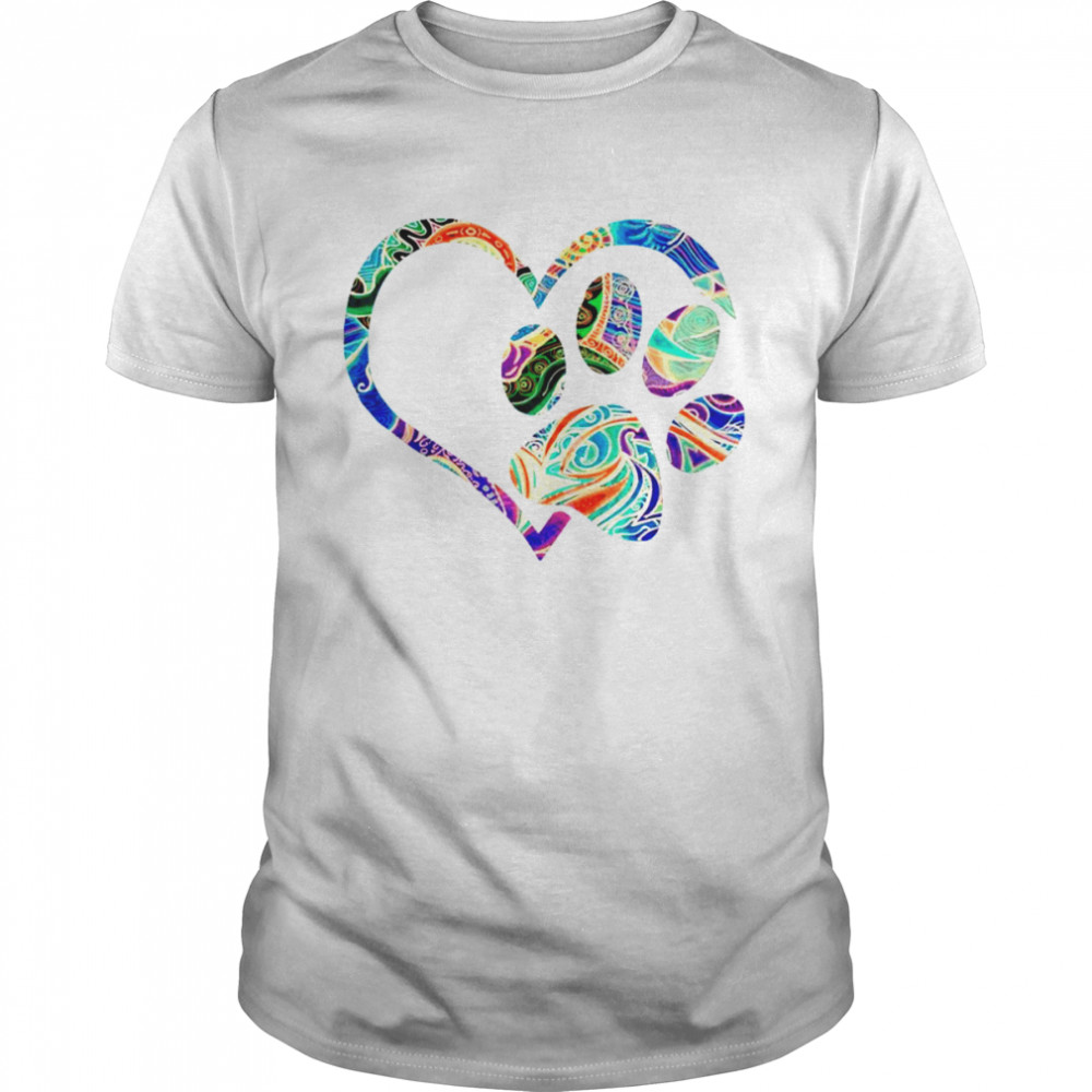 Pawprint Tie Dye Rainbow Inspired Dog Paw Print shirt