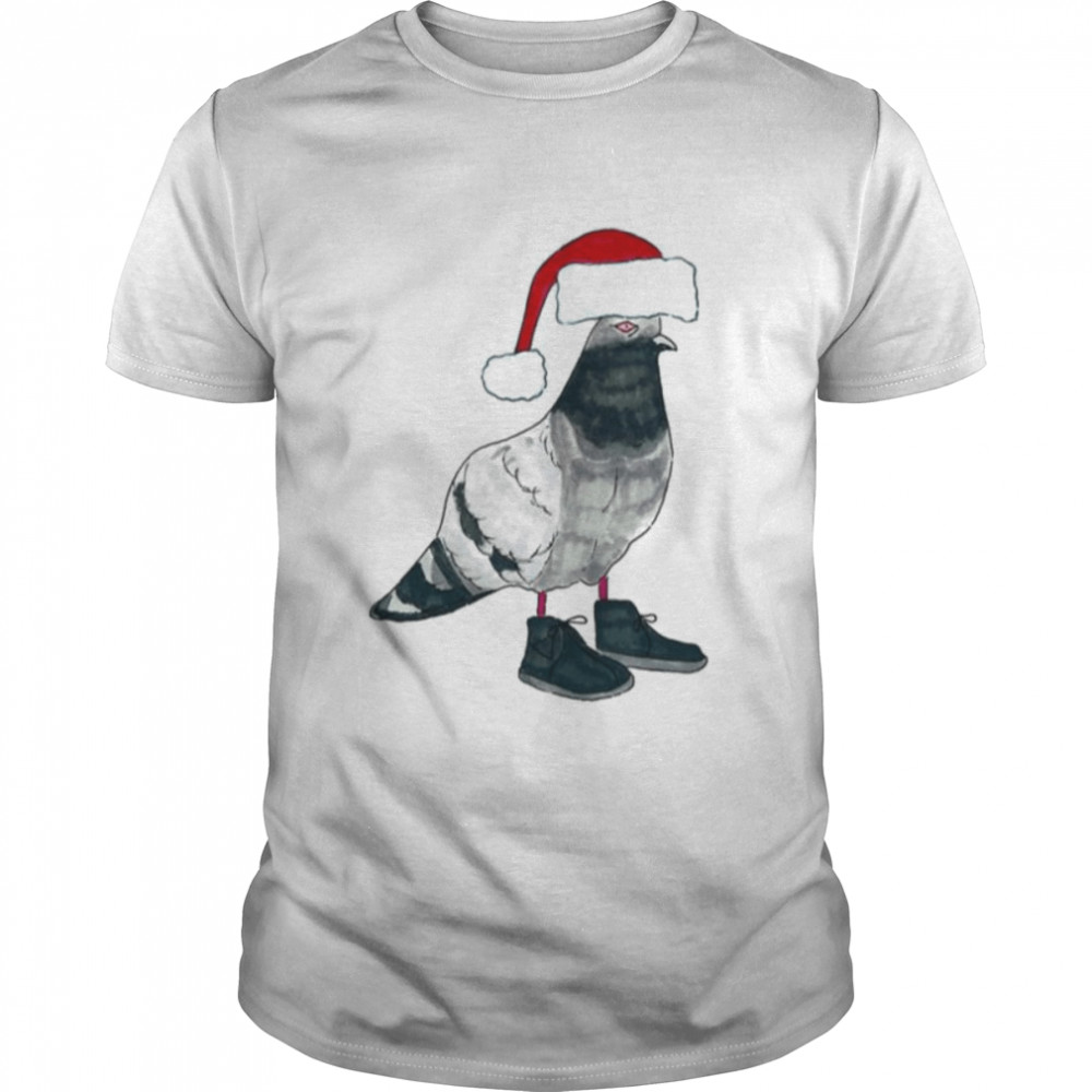 Christmas Pigeon In Santa Hat Wearing Shoes shirt