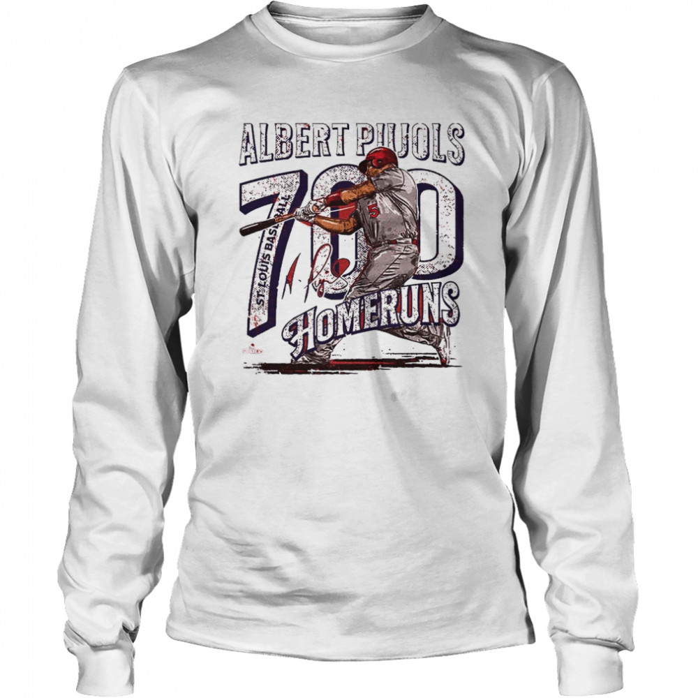 Albert Pujols St. Louis Baseball 700 Home Runs Wave signature shirt Long Sleeved T-shirt