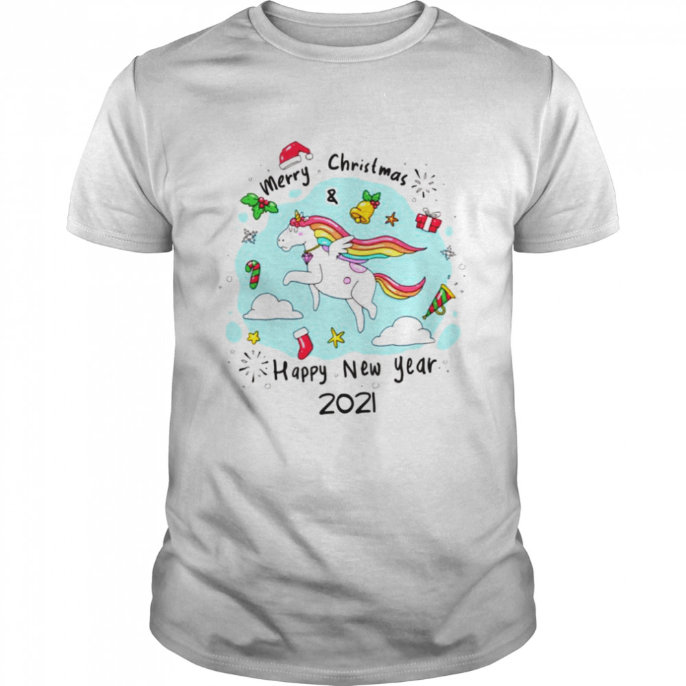 Colorful Art Unicorn Merry Christmas shirt