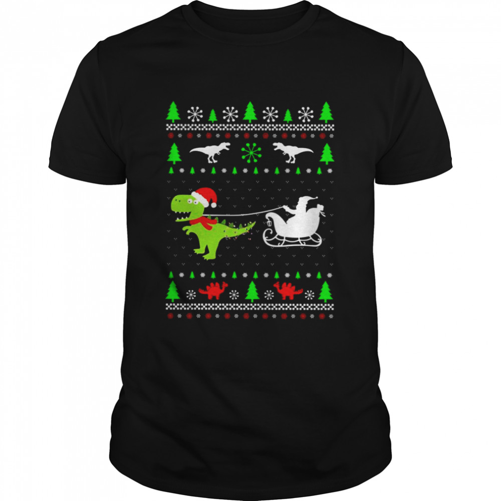 Dinosaur Being A Reindeer Trex Dino shirt