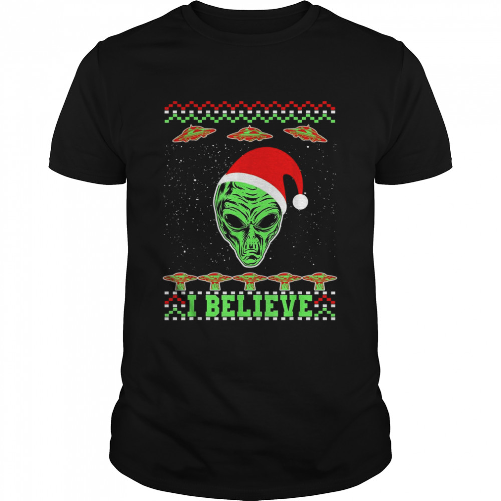 I Believe In Aliens Ugly Christmas T-Shirt