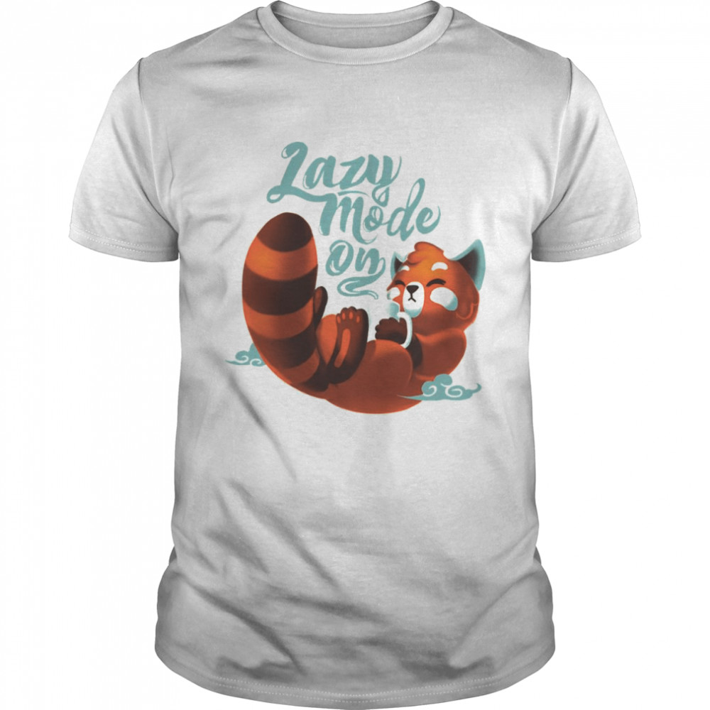 Lazy Mode On Cute Red Panda Fluffy Coffe Animal shirt