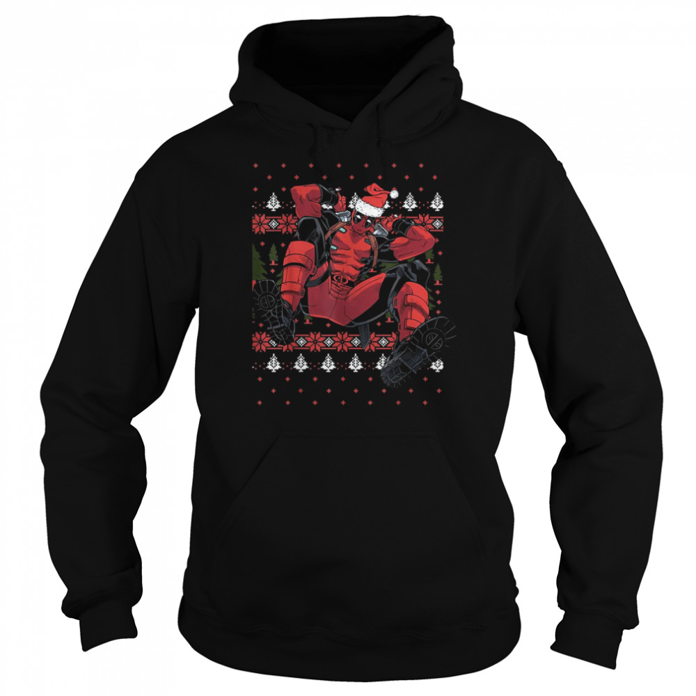 Marvel Deadpool Santa Hat Ugly Christmas T- Unisex Hoodie