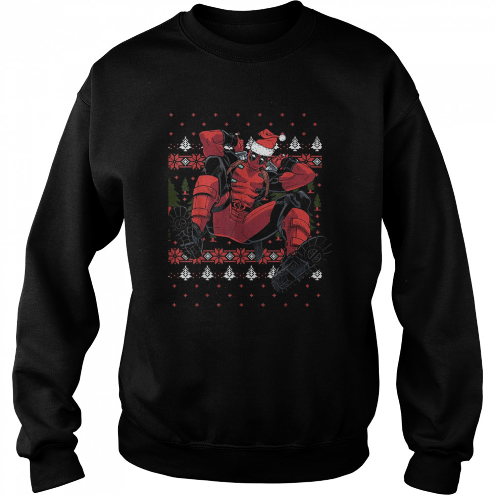 Marvel Deadpool Santa Hat Ugly Christmas T- Unisex Sweatshirt