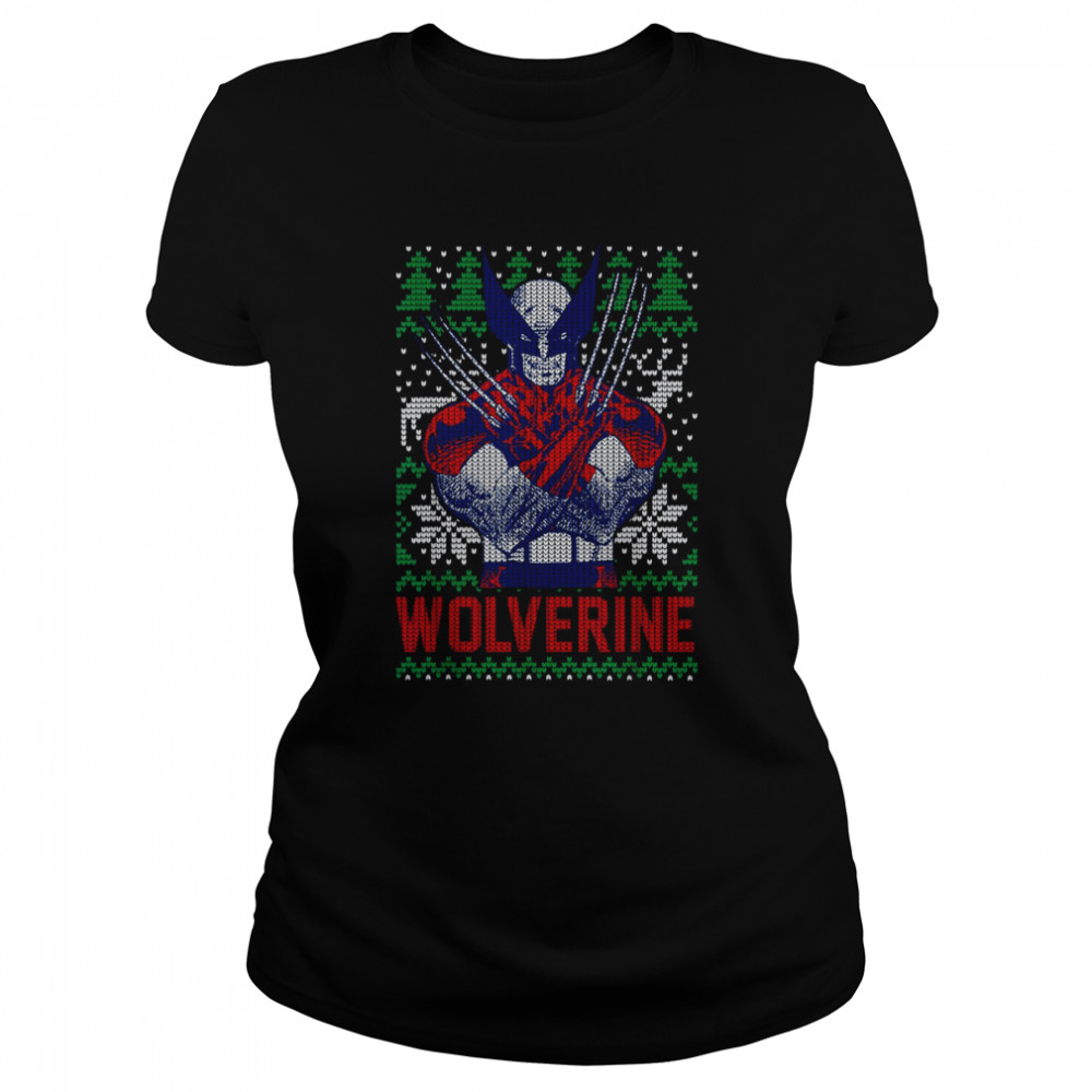 Marvel X Men Wolverine Christmas Tree Ugly Christmas T- Classic Women's T-shirt