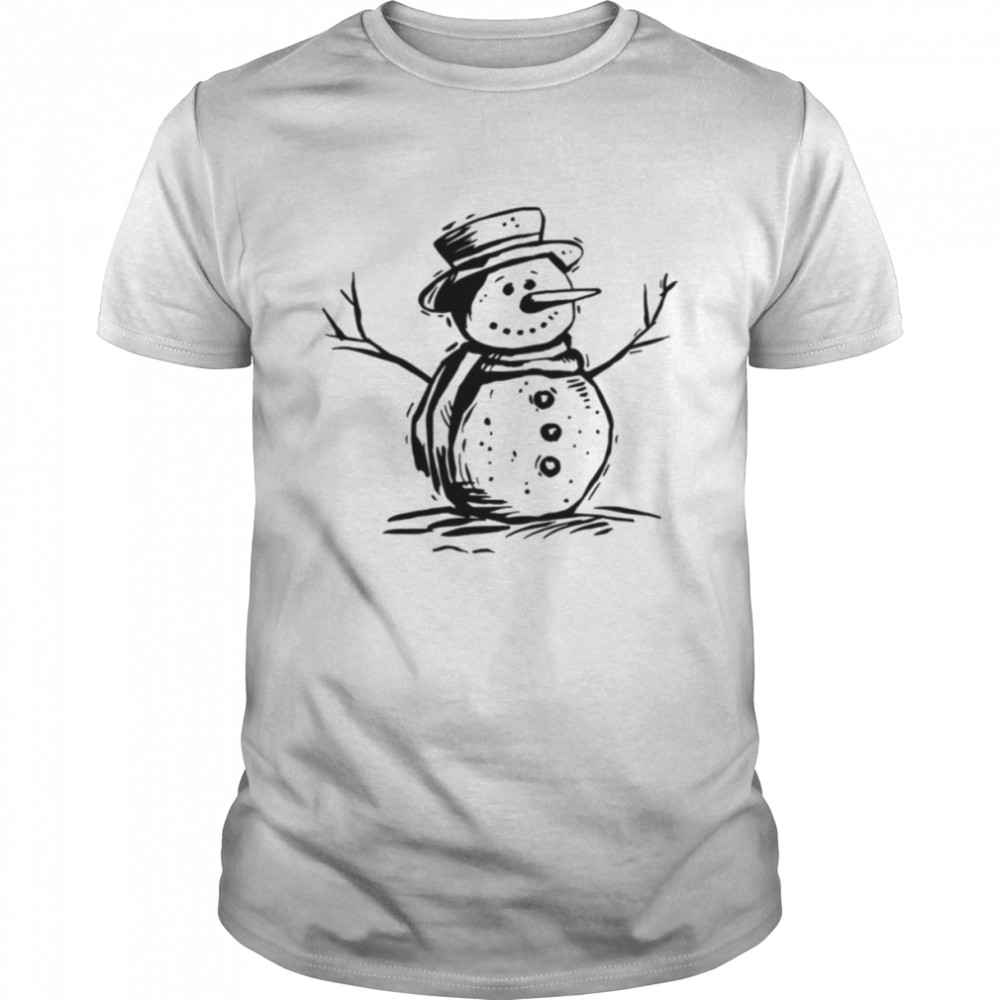 Winter Funny Holiday Christmas Cute Drawing Snowman shirt