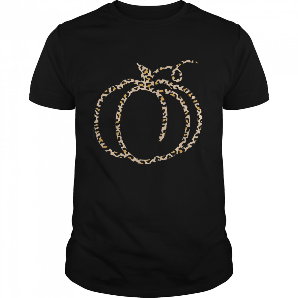 Fall Pumpkin Cute Thanksgiving Autumn Leopard Pumpkin Funny Thanksgiving T-Shirt