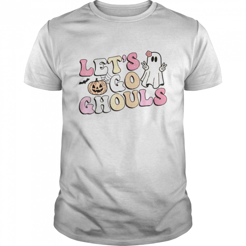 Let’S Go Ghouls Halloween Retro Ghost Pumpkin Women Girls T-Shirt