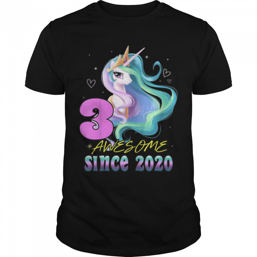 Kids 3rd Birthday Gifts Girls Teens Funny Unicorn 3 Year Old T-Shirt B0BHJNZ12Q