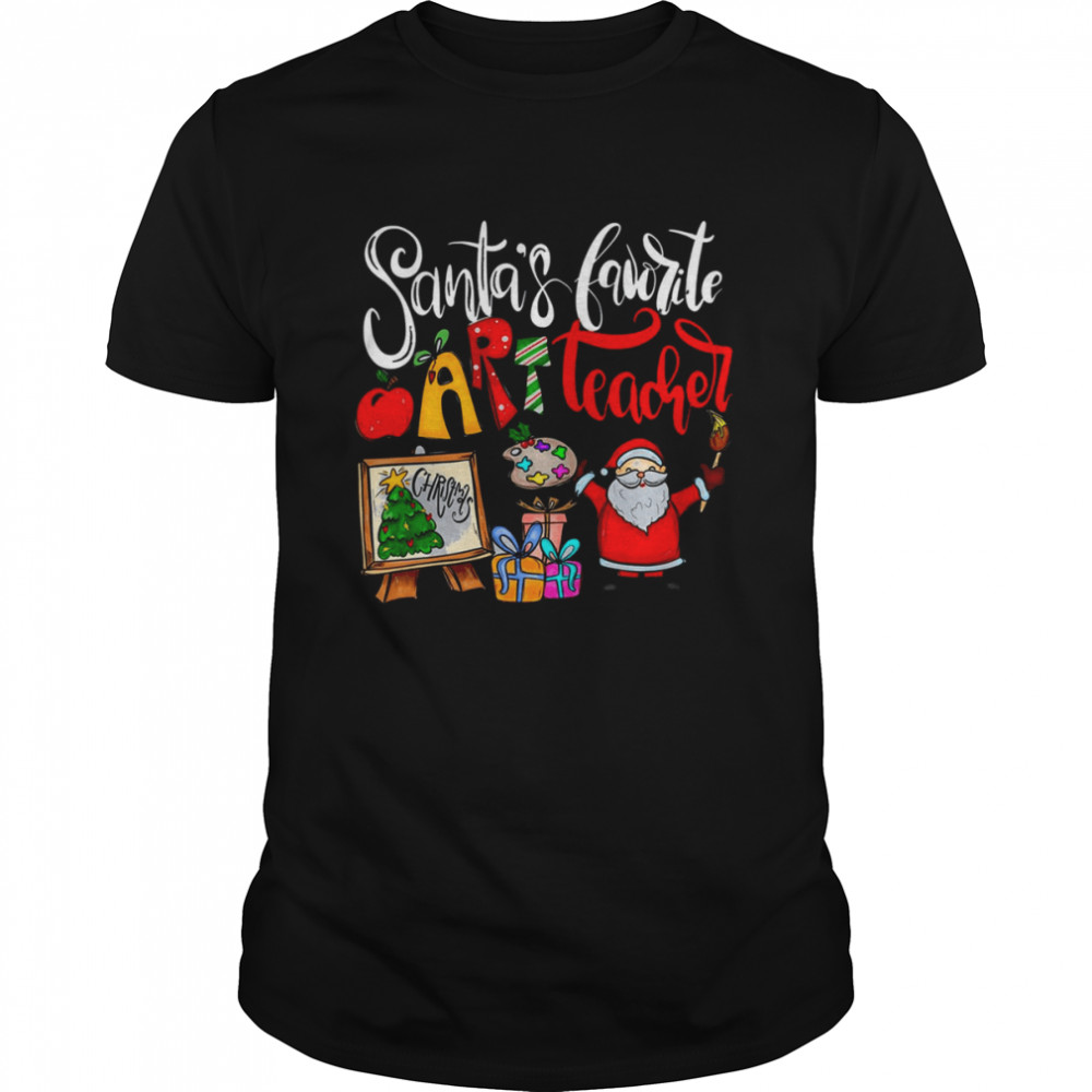 Santa’s Favorite Art Teacher Tree Xmas shirt