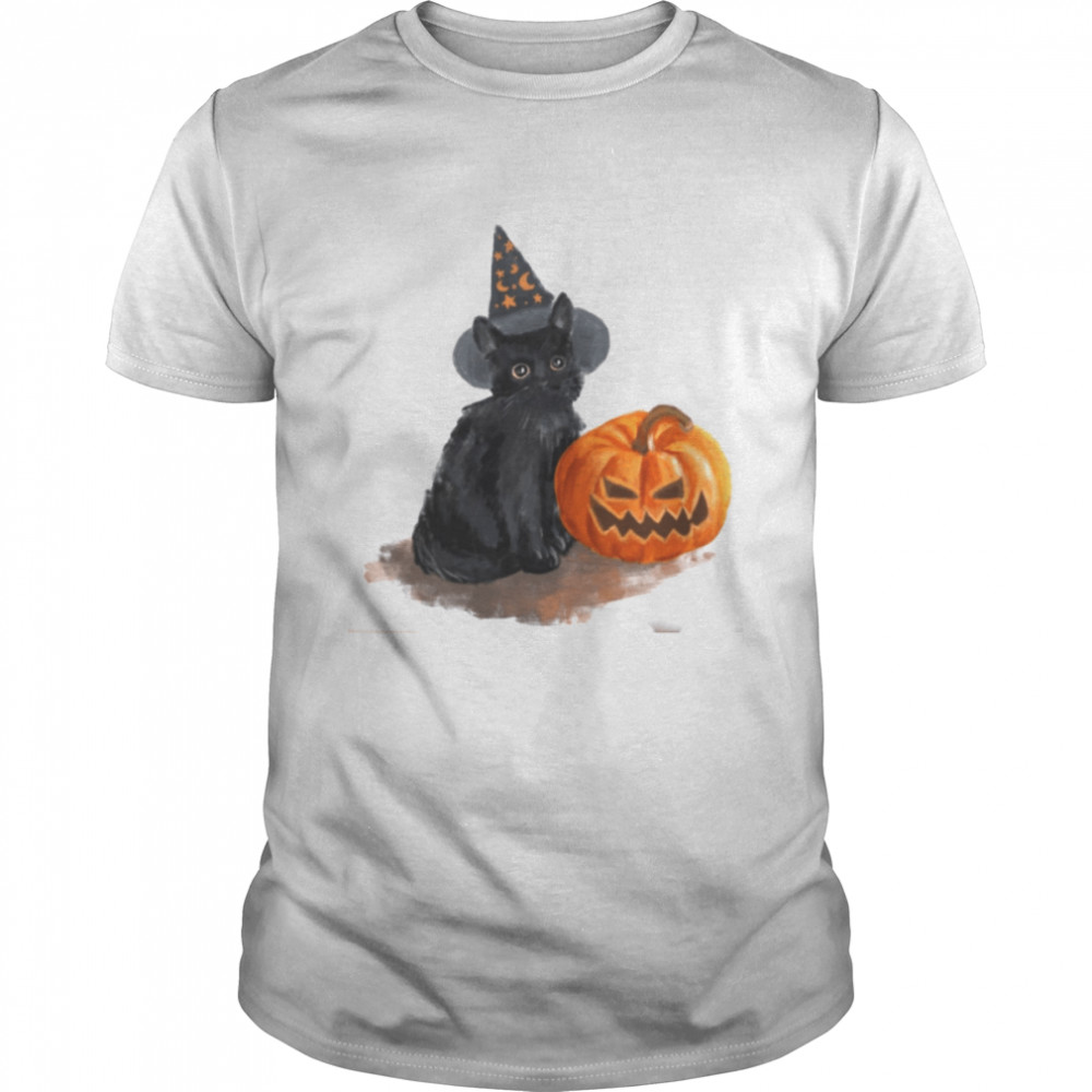 Black Cat Pumpkin Fall Ghost Cat Pumpkin Jack O Lantern shirt