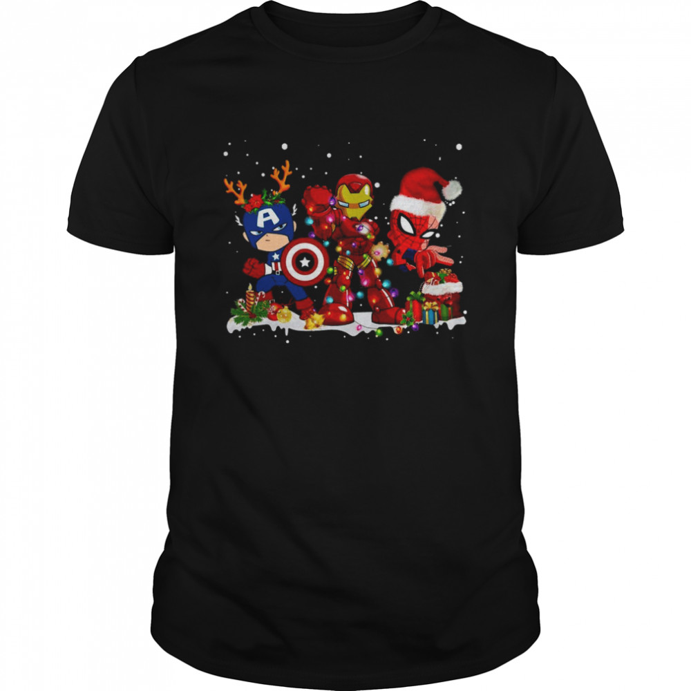 Captain America Ironman And Spider Man Christmas T-Shirt