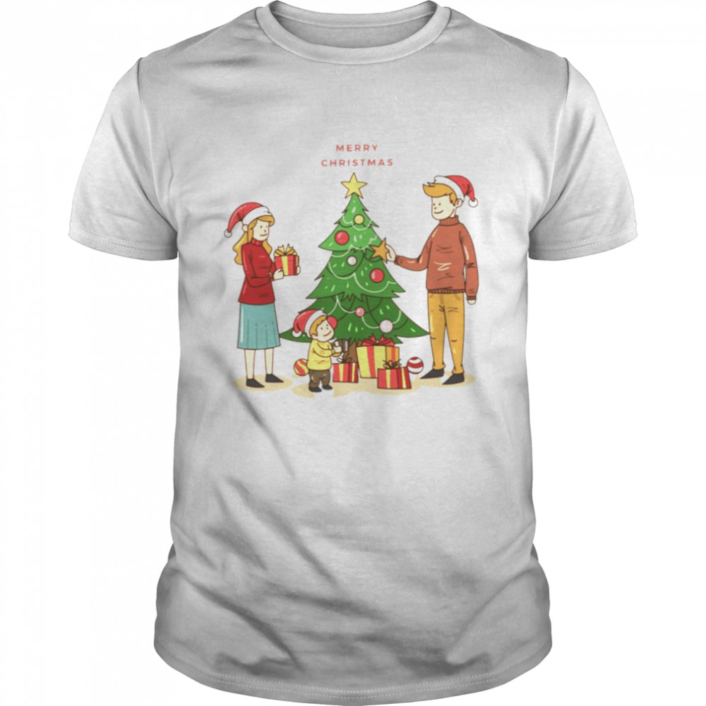 Christmas Family Tree Seasons Greetings A Couple With Their Kid Star On The shirt