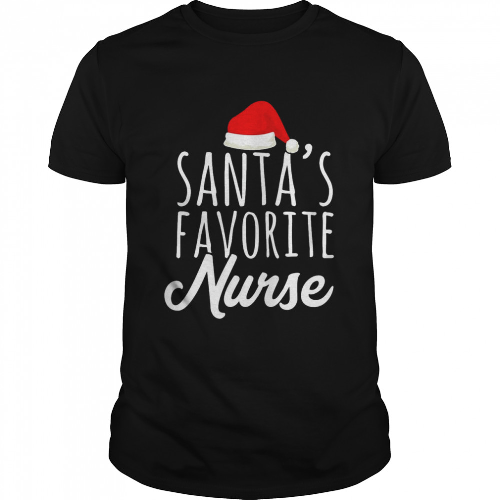 Funny Santa’s Favorite Nurse Christmas Nurse T-Shirt