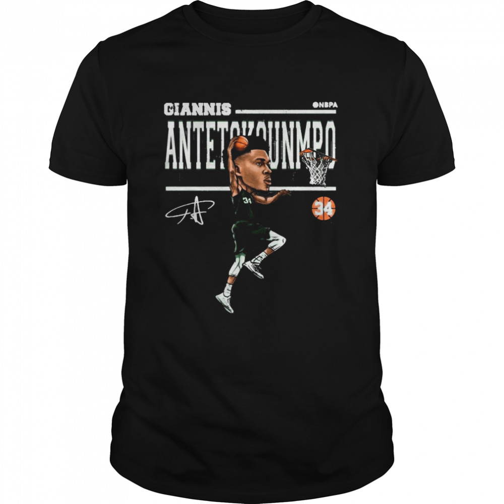 Giannis Antetokounmpo Milwaukee Bucks 500 Level NBA Cartoon Tri-blend Shirt