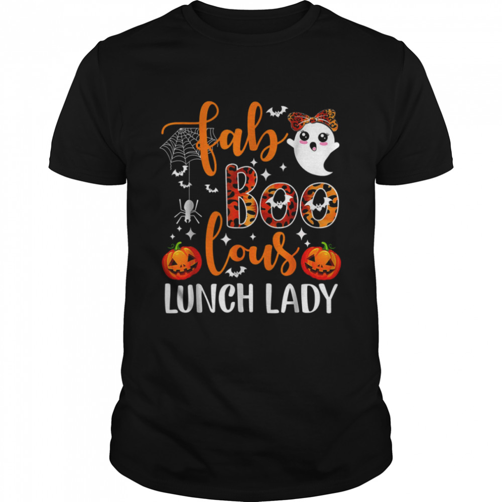 Leopard Fab Boo Lous Lunch Lady Team Teacher Halloween T-Shirt