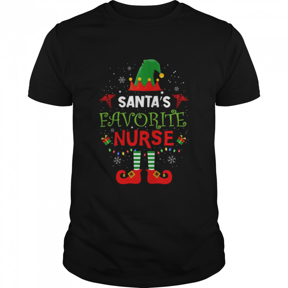 Santa’s Favorite Nurse ELF Nurse Christmas T-Shirt