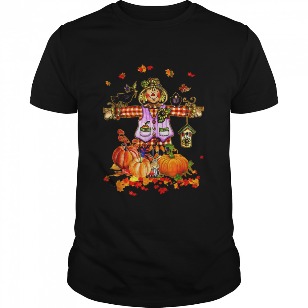 Scarecrow Autumn Hello Fall Pumpkin Thanksgiving Halloween T-Shirt