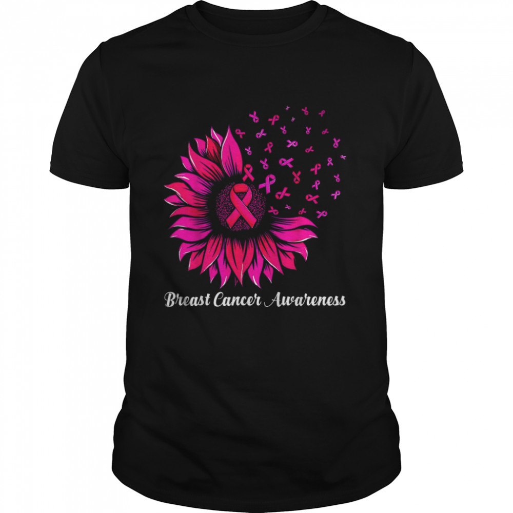Sunflower Wear Pink Breast Cancer Awareness Women Warrior T-Shirt