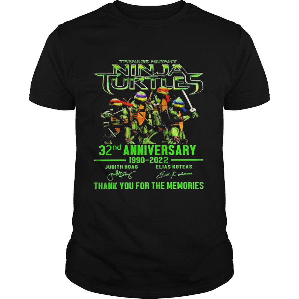 Teenage Mutant Ninja Turtles 32nd anniversary 1990-2022 thank you for the memories signatures shirt