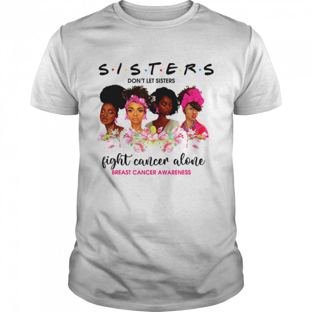 Floral Black Woman Melanin Cute Breast Cancer Awareness T-Shirt