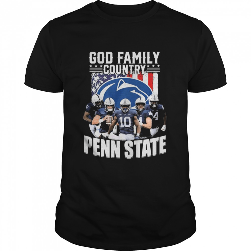 God Family country Penn State team American flag shirt