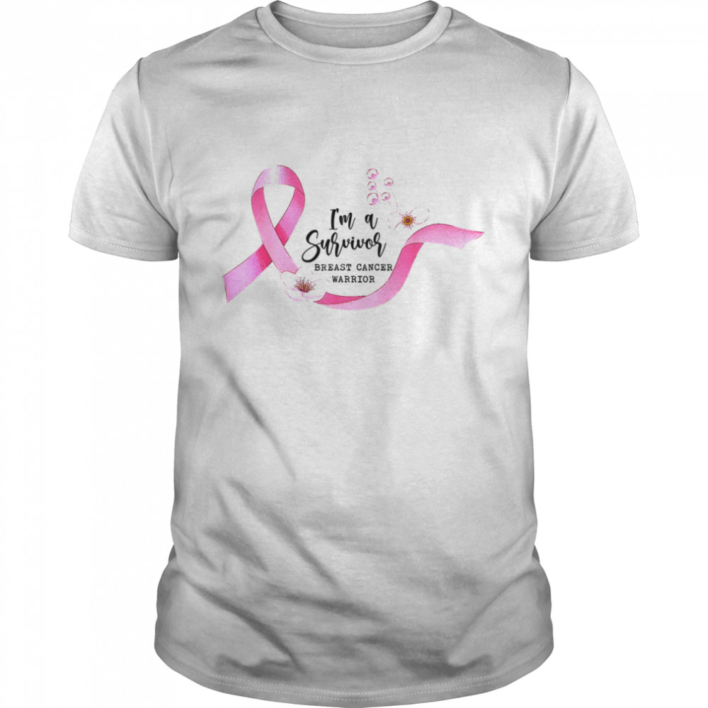 Pink Ribbon Heart I’m A Survivor Cute Breast Cancer Awareness T-Shirt