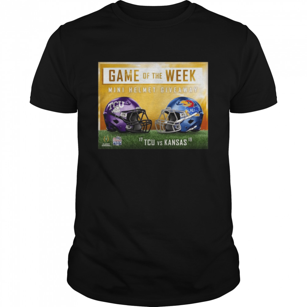 TCU vs Kansas Game of the Week Mini Helmet Giveaway shirt