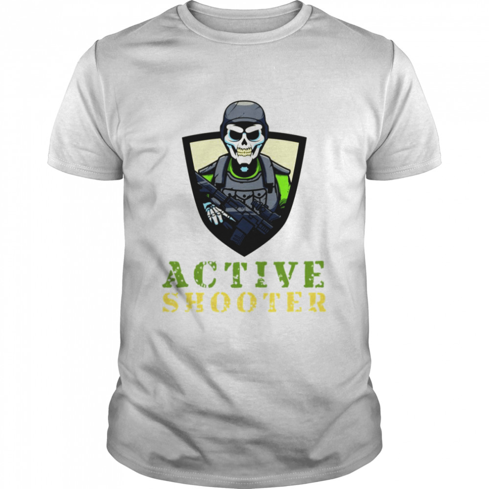 Animated Armed Skeleton Active Shooter shirt