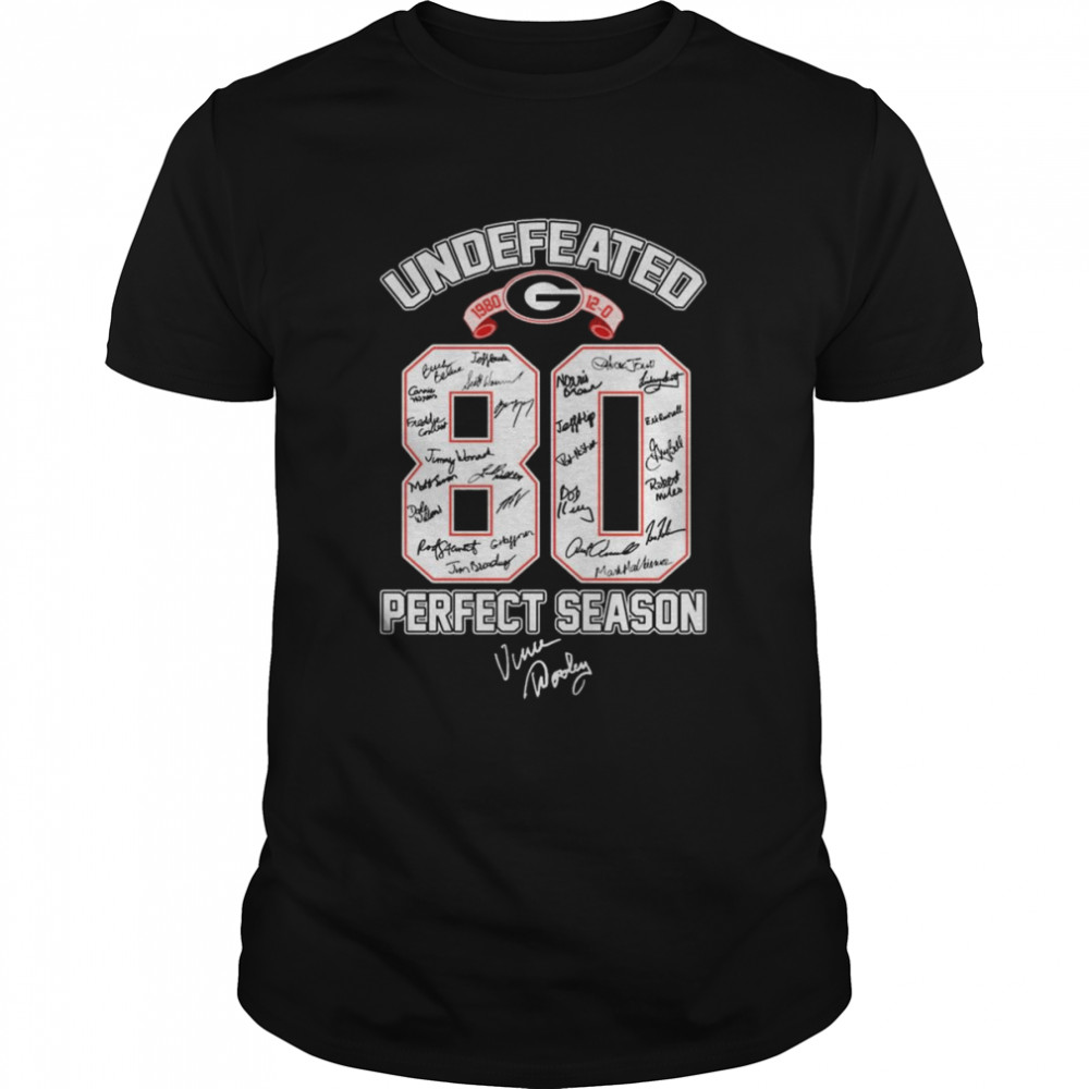 Georgia Bulldogs Undefeated 80 Perfect Season signatures shirt