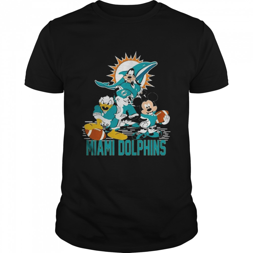 Mickey mouse Donald and Goofy Miami Dolphins football shirt