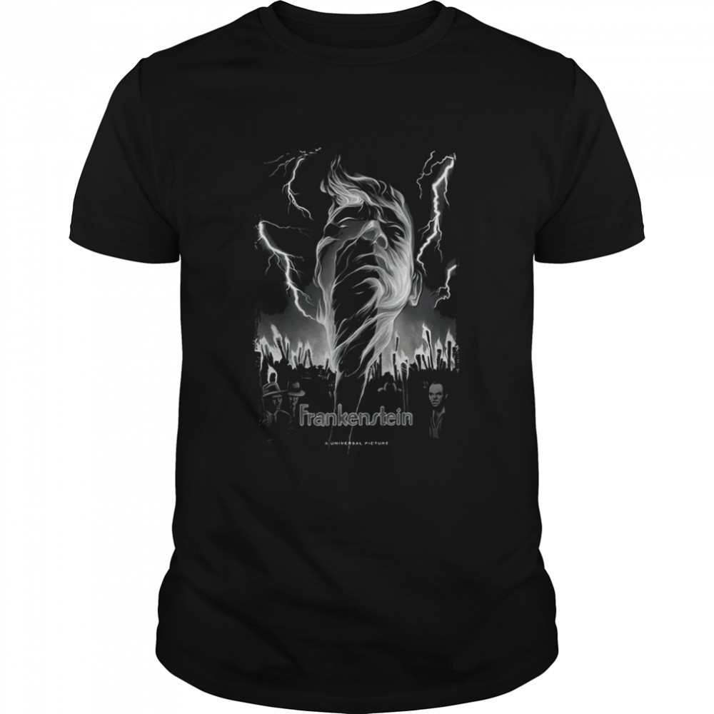 Frankenstein Black & White Lightning Scary Movie shirt