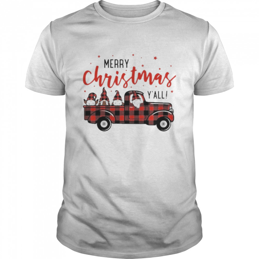 Merry Christmas Gnomes Buffalo Plaid Truck T-Shirt