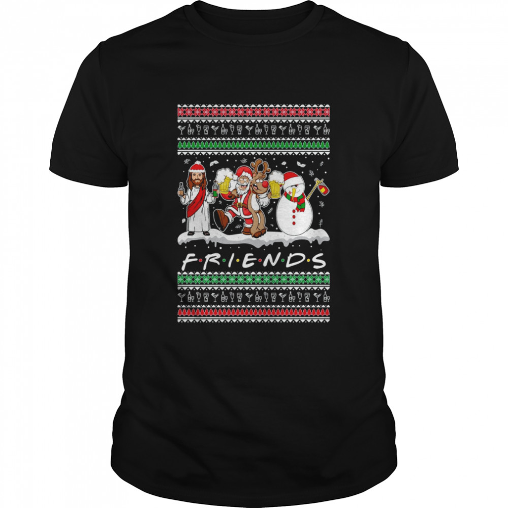 OnCoast Friends Jesus, Snowman, Drunk Friend Ugly Christmas Sweater Funny Ugly Christmas Sweater Holiday Gift shirt