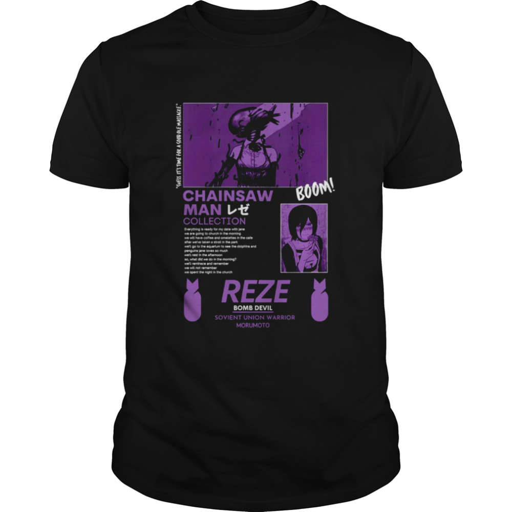 Bright Poor Young Man Contracted Dog Like Demon Reze Chainsaw Man Retro  shirt