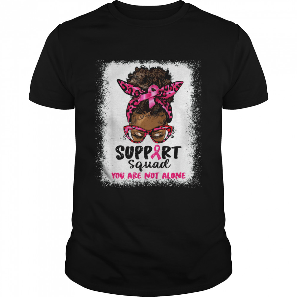 Support Squad Afro African Hair Pink Breast Cancer Awareness T-Shirt